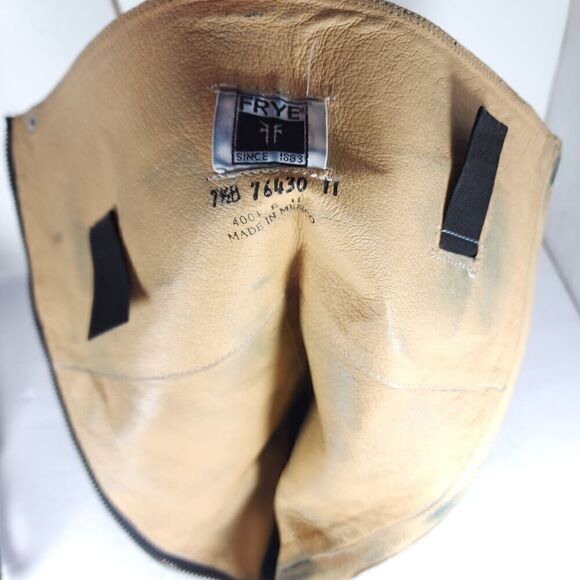 FRYE Women's Melissa Back Zip US 7,5B Black Leather Button Tall Riding Boots - Picture 16 of 16